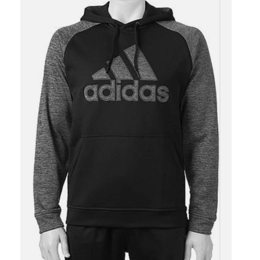 Adidas Men's Black and Heather Gray Hoodie